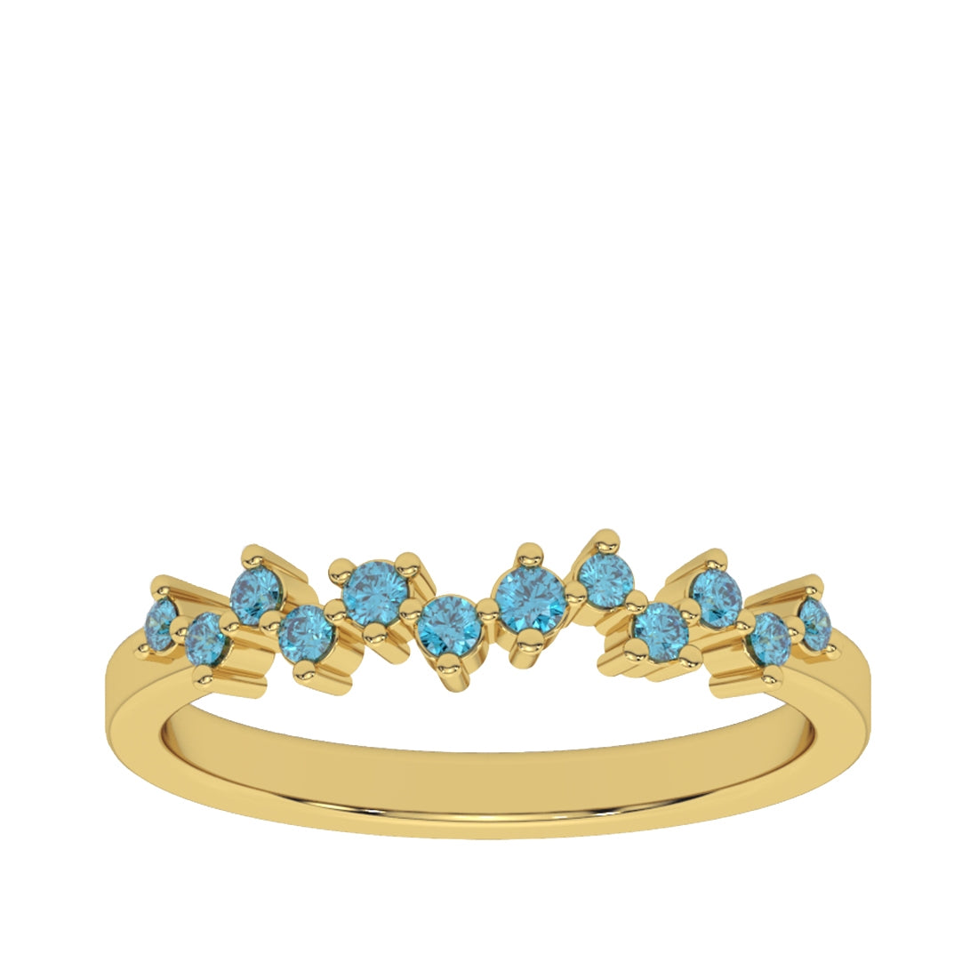 Round Blue Topaz Stackable Ring in 10K Yellow Gold
