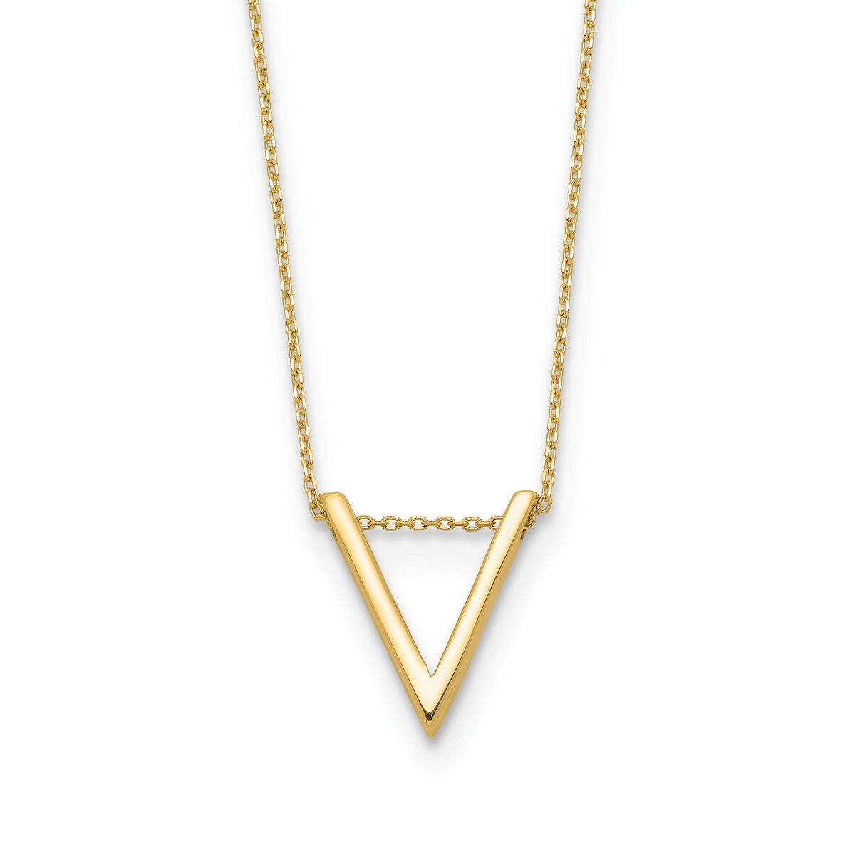 Upside Down Triangle Slide Pendant in 14K Yellow Gold