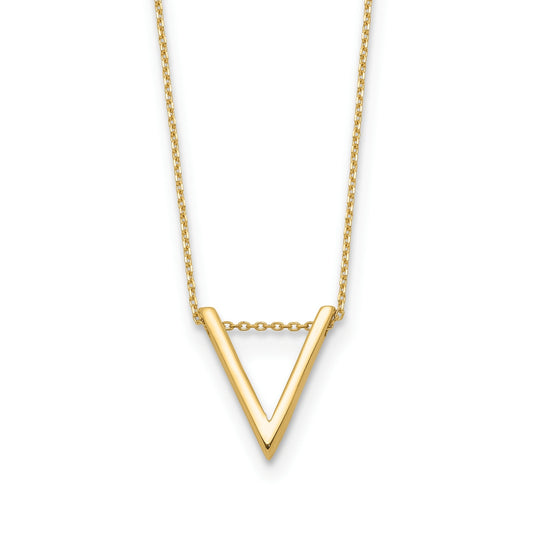 Upside Down Triangle Slide Pendant in 14K Yellow Gold