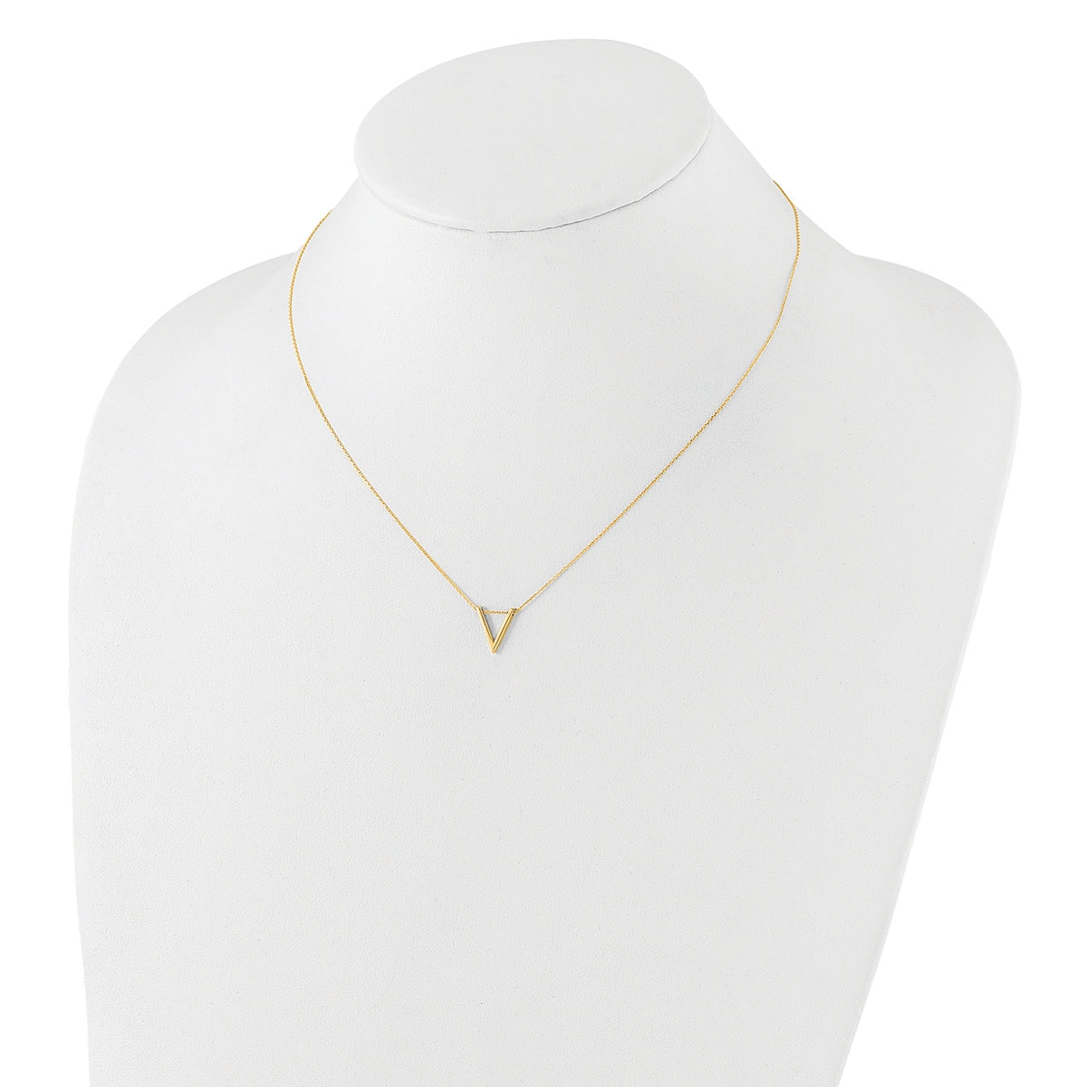 Upside Down Triangle Slide Pendant in 14K Yellow Gold front view