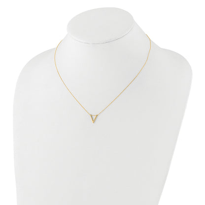 Upside Down Triangle Slide Pendant in 14K Yellow Gold front view