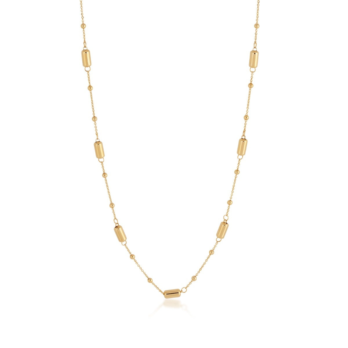 Bar Bead & Link Strand Necklace in 10K Yellow Gold