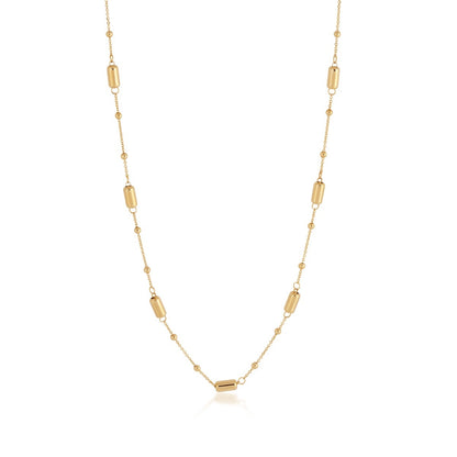 Bar Bead & Link Strand Necklace in 10K Yellow Gold