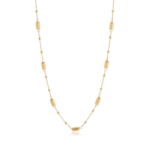 Bar Bead & Link Strand Necklace in 10K Yellow Gold