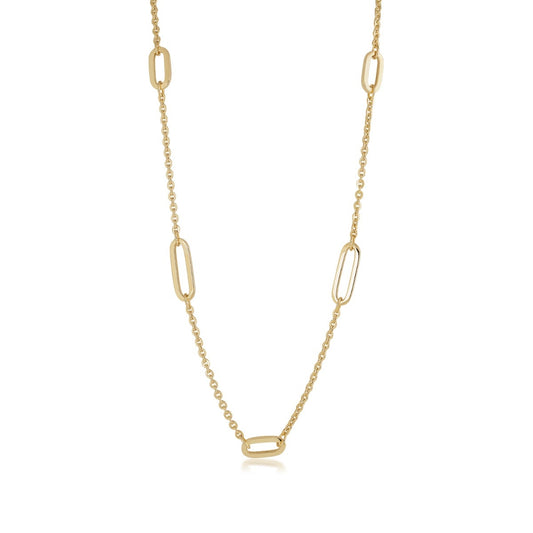 Alternating Paperclip Necklace in 10K Yellow Gold