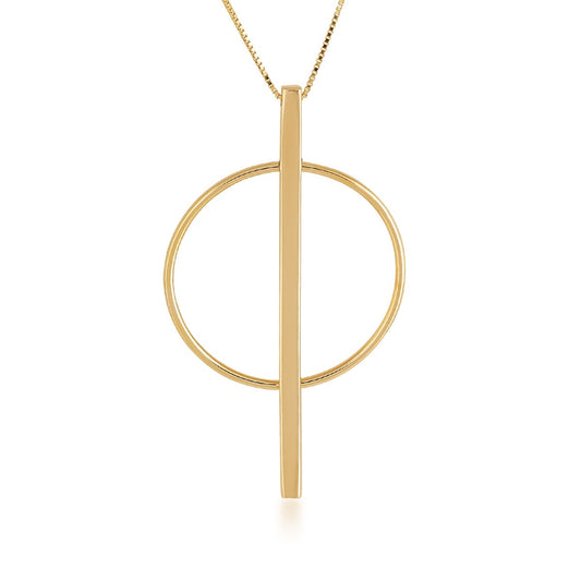 Circle & Bar Pendant in 10K Yellow Gold
