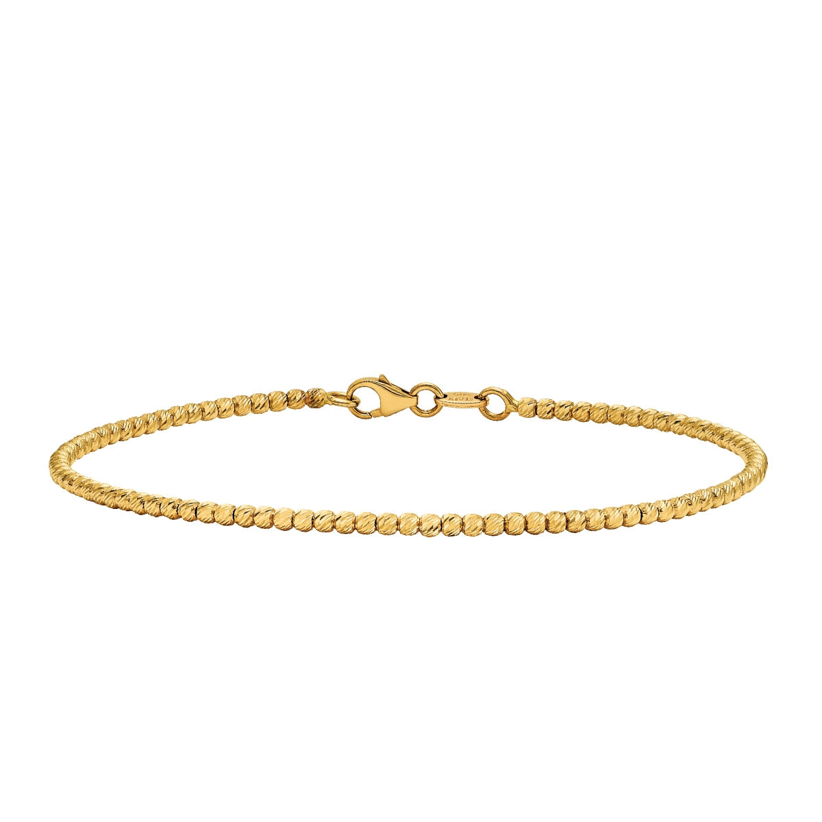 Textured Bead Flexible Bangle Bracelet in 14K Yellow Gold