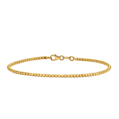 Textured Bead Flexible Bangle Bracelet in 14K Yellow Gold