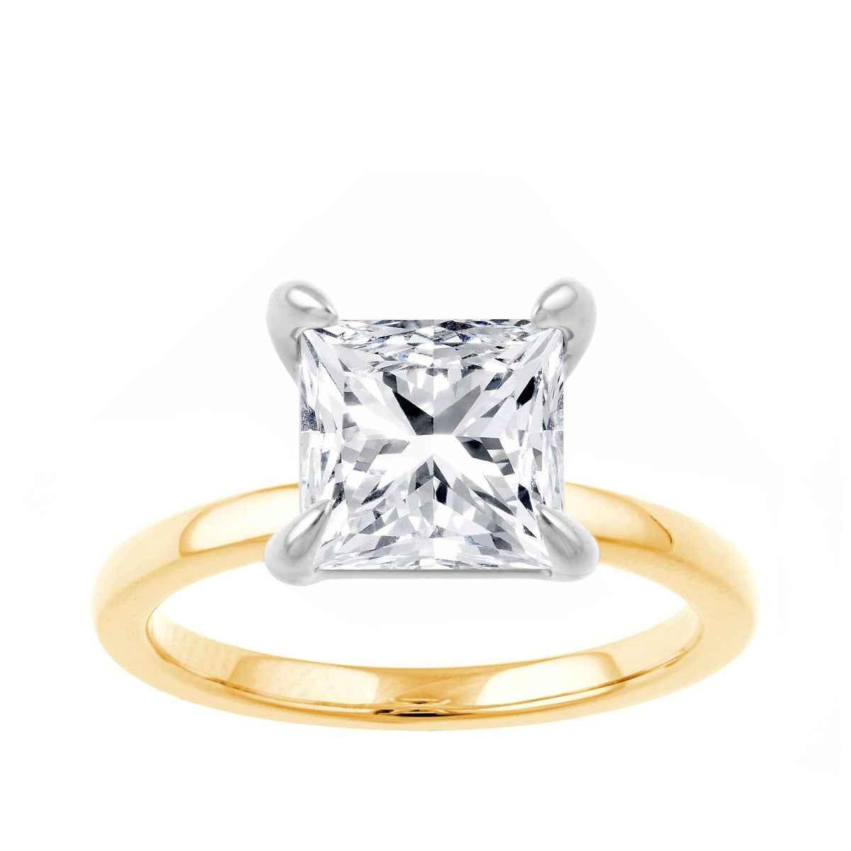 Adamante 3 ct. tw. Lab-Grown Princess Cut Diamond Solitaire Engagement Ring in 14K Yellow Gold