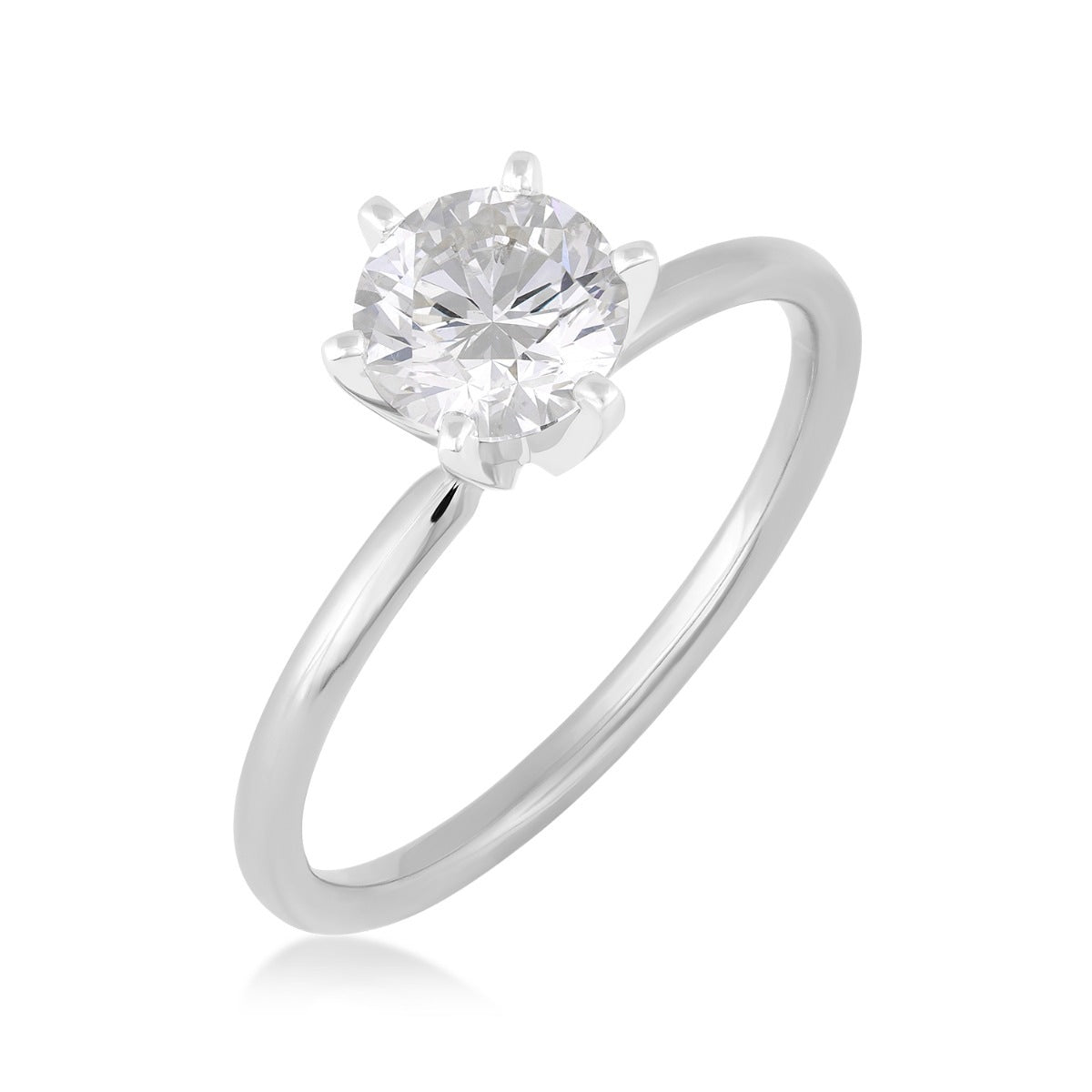 Premier Natural 1 ct. tw. Round Brilliant Diamond Solitaire Engagement Ring in 14K White Gold front view