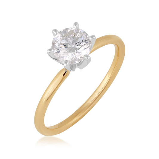 Premier Natural 1 ct. tw. Round Brilliant Diamond Solitaire Engagement Ring in 14K Yellow Gold front view