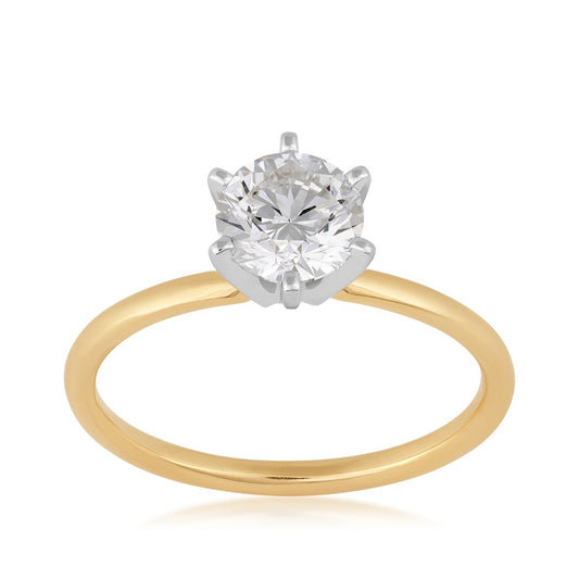 Premier Natural 1 ct. tw. Round Brilliant Diamond Solitaire Engagement Ring in 14K Yellow Gold