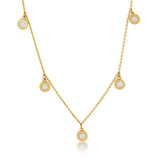Demi Fine 1/4 ct. tw. Diamond Drop Station Necklace in 10K Yellow Gold