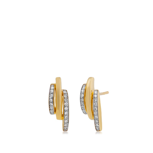 Demi Fine 1/10 ct. tw. Diamond Triple Row Earrings in 10K Yellow Gold