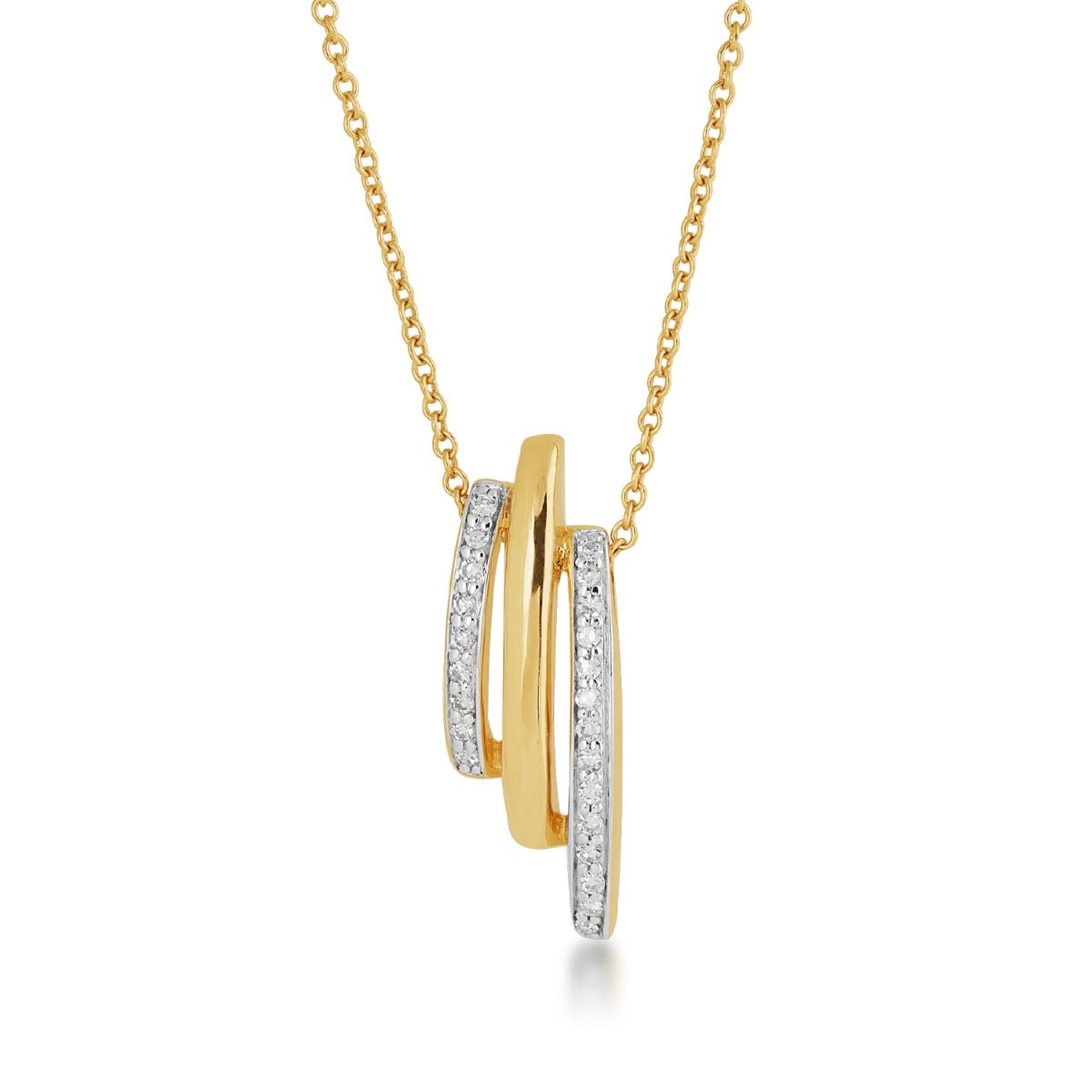 Demi Fine 1/10 ct. tw. Diamond Triple Row Pendant in 10K Yellow Gold