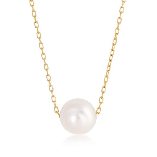 Freshwater Cultured Pearl Slide Pendant in 10K Yellow Gold