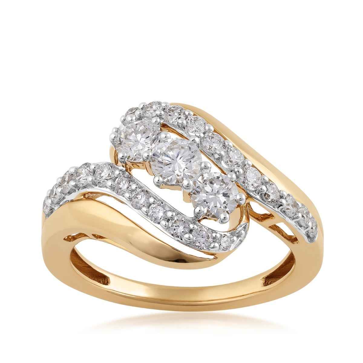 Adamante 1 ct. tw. Lab-Grown Round Brilliant Diamond 3-Stone Ring in 10K Yellow Gold