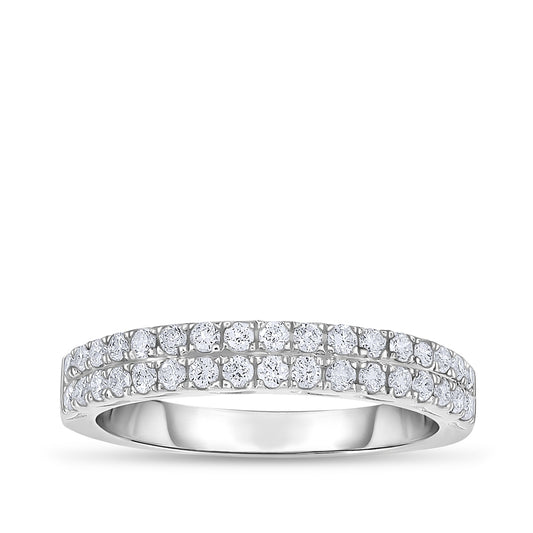 1/2 ct. tw. Diamond Double Row Anniversary Ring in 10K White Gold