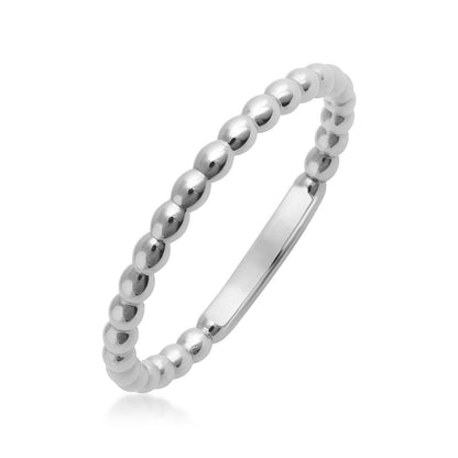 Bead Ring in 10K White Gold front view