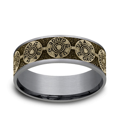 Men's 7.5mm 12 Gauge Wedding Ring in Gray Tantalum & 14K Yellow Gold