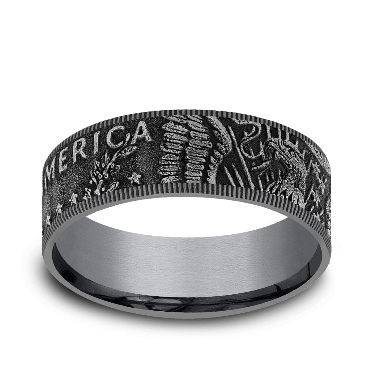Men's 8mm Kennedy Half Wedding Ring in Gray Tantalum