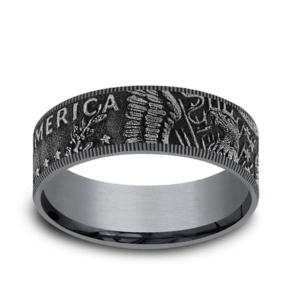 Men's 8mm Kennedy Half Wedding Ring in Gray Tantalum