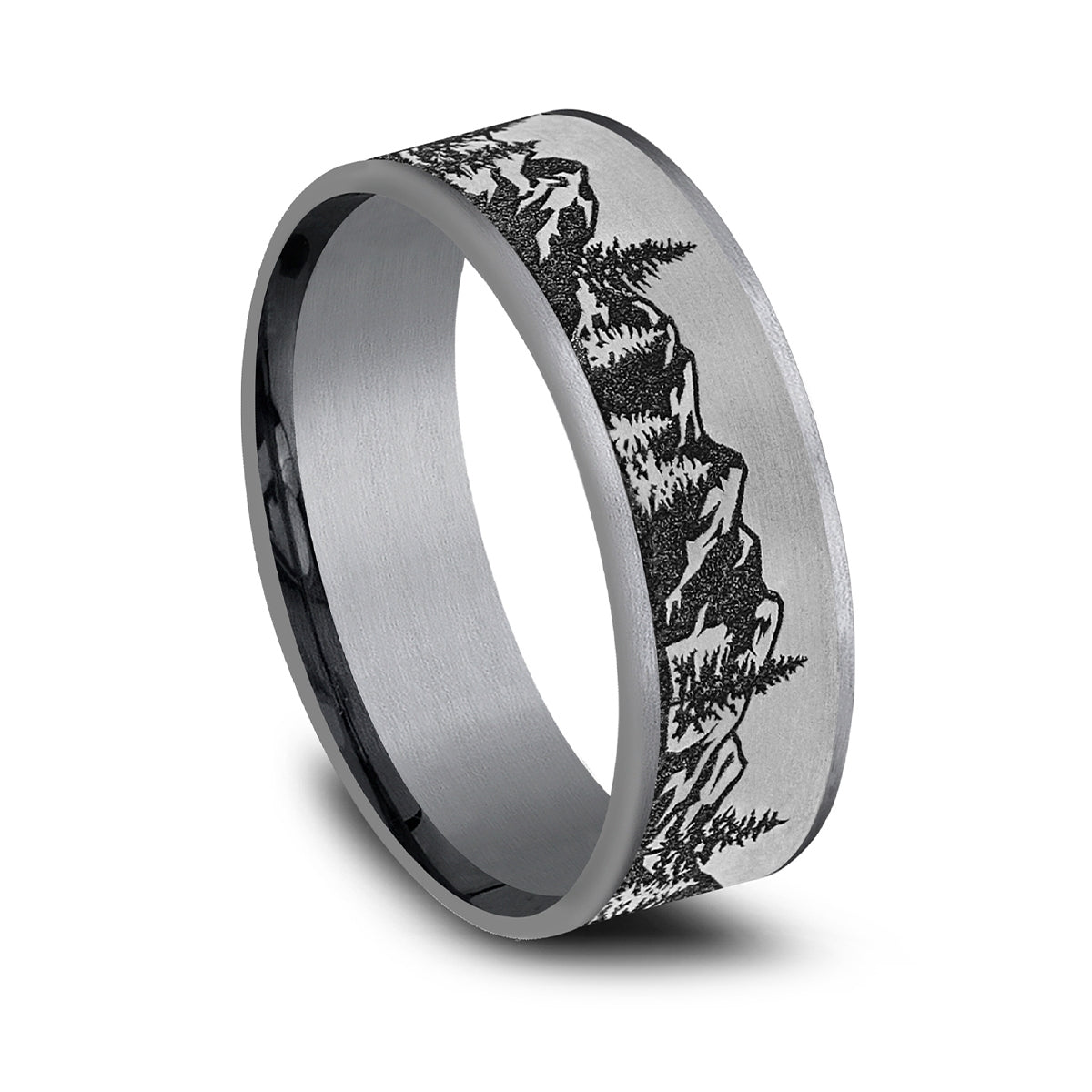 Men's 7.5mm Mountain Range Wedding Ring in Gray Tantalum front view