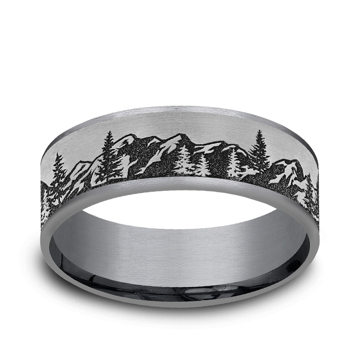 Men's 7.5mm Mountain Range Wedding Ring in Gray Tantalum