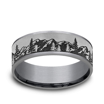 Men's 7.5mm Mountain Range Wedding Ring in Gray Tantalum