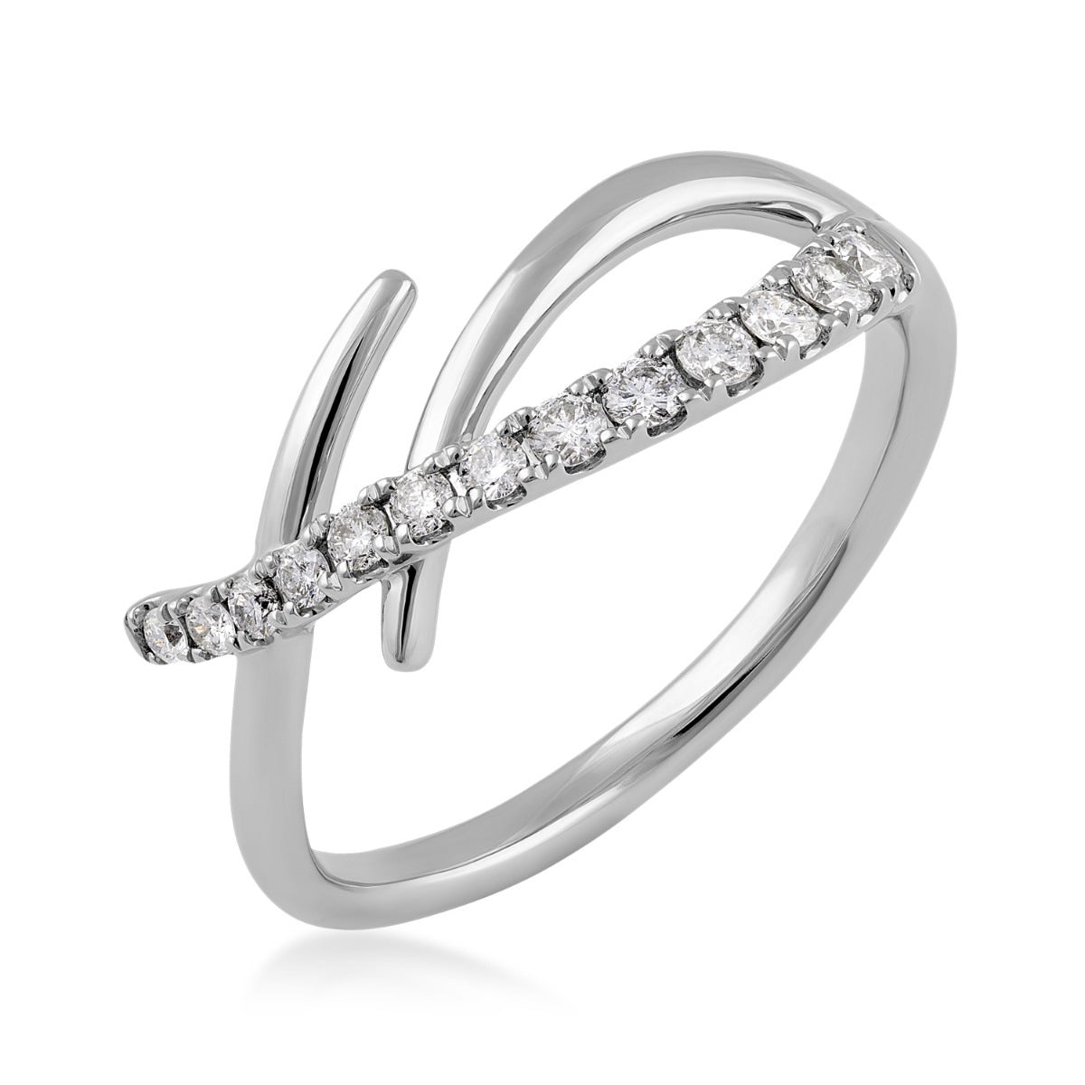 Journey 1/4 ct. tw. Diamond Graduated Ring in 10K White Gold front view
