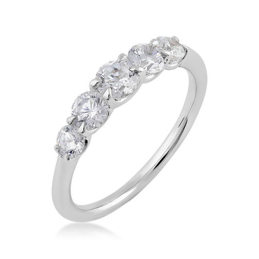 Adamante 1 ct. tw. Lab-Grown Round Brilliant 5-Stone Diamond Graduated Anniversary Ring in 14K White Gold front view