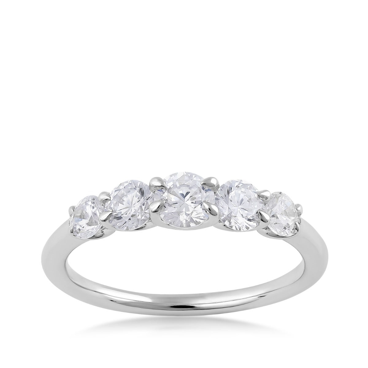 Adamante 1 ct. tw. Lab-Grown Round Brilliant 5-Stone Diamond Graduated Anniversary Ring in 14K White Gold