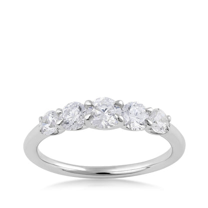 Adamante 1 ct. tw. Lab-Grown Round Brilliant 5-Stone Diamond Graduated Anniversary Ring in 14K White Gold