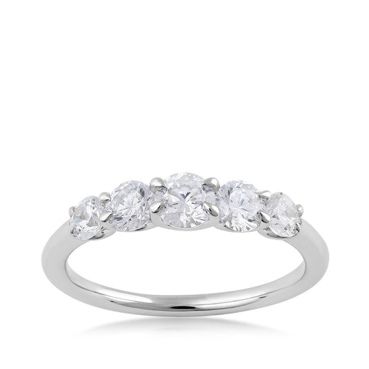 Adamante 1 ct. tw. Lab-Grown Round Brilliant 5-Stone Diamond Graduated Anniversary Ring in 14K White Gold