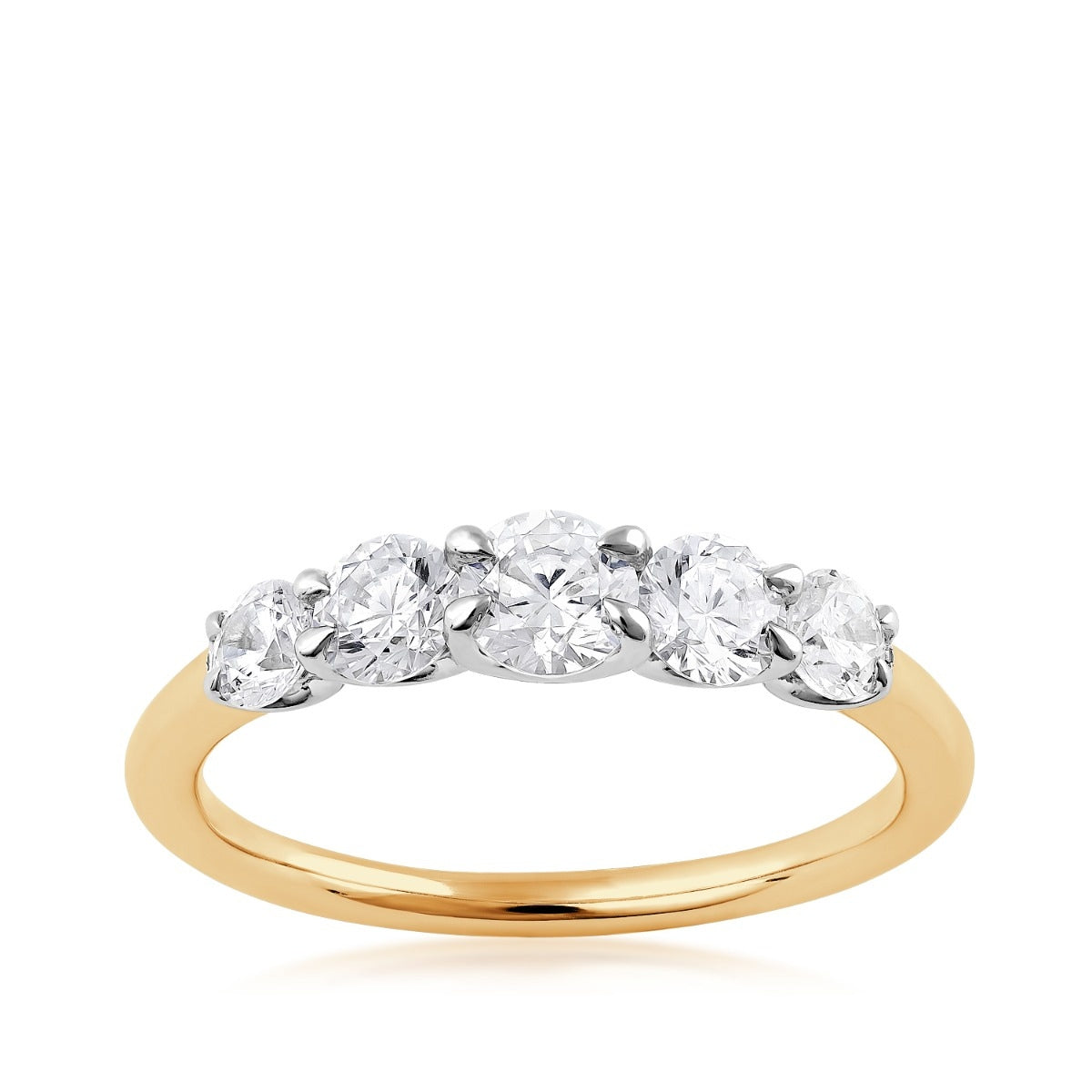Adamante 1 ct. tw. Lab-Grown Round Brilliant 5 Stone Diamond Graduated Anniversary Ring in 14K Yellow & White Gold
