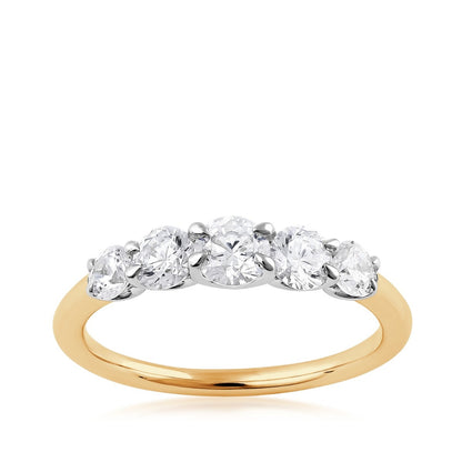 Adamante 1 ct. tw. Lab-Grown Round Brilliant 5 Stone Diamond Graduated Anniversary Ring in 14K Yellow & White Gold