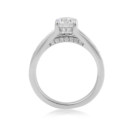 Adamante 1-5/8 ct. tw. Lab-Grown Round Brilliant Diamond Hidden Halo Channel Engagement Ring in 14K White close-up detail