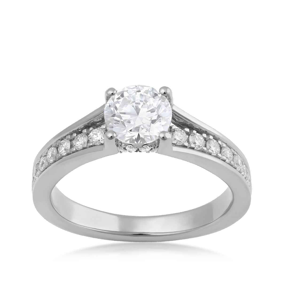 Adamante 1-5/8 ct. tw. Lab-Grown Round Brilliant Diamond Hidden Halo Channel Engagement Ring in 14K White Gold