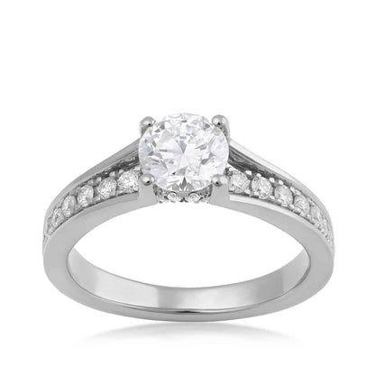 Adamante 1-5/8 ct. tw. Lab-Grown Round Brilliant Diamond Hidden Halo Channel Engagement Ring in 14K White Gold
