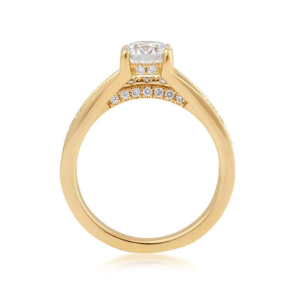 Adamante 1-5/8 ct. tw. Lab-Grown Round Brilliant Diamond Hidden Halo Channel Engagement Ring in 14K Yellow close-up detail