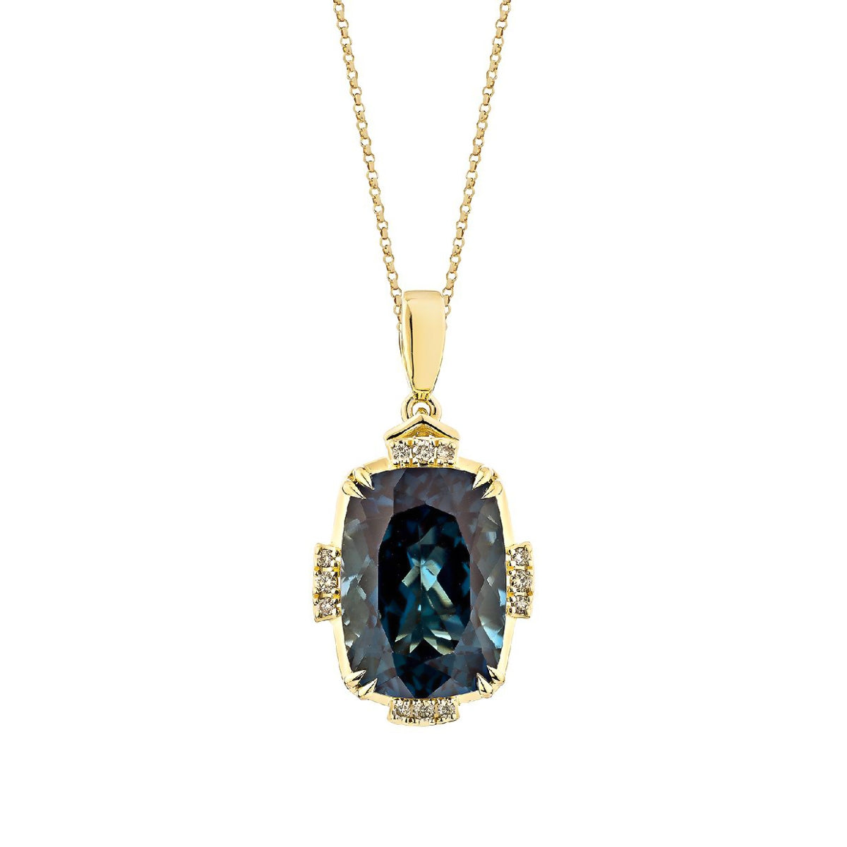Le Vian Cushion London Blue Topaz & Diamond Accent Pendant in 14K Honey Gold