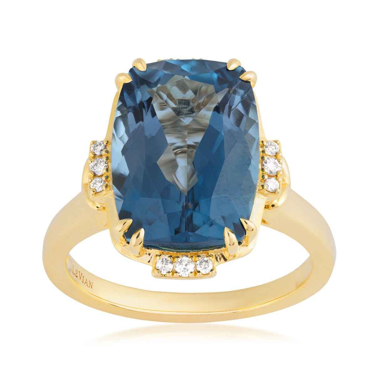 Le Vian Cushion Deep Sea Blue Topaz & Nude Diamond Accent Ring in 14K Honey Gold