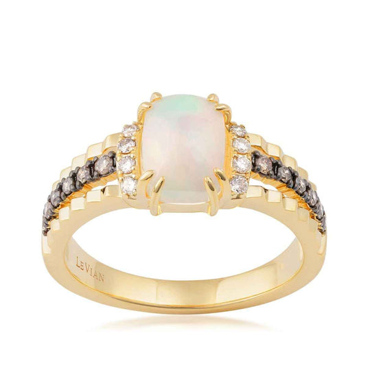 Le Vian Cushion Neopolitan Opal & 1/5 ct. tw. Nude & Chocolate Diamond Ring in 14K Honey Gold