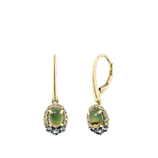 Le Vian Oval Aquaprase & 1/5 ct. tw. Nude Diamond & Aquamarine Accent Halo Dangle Earrings in 14K Honey Gold
