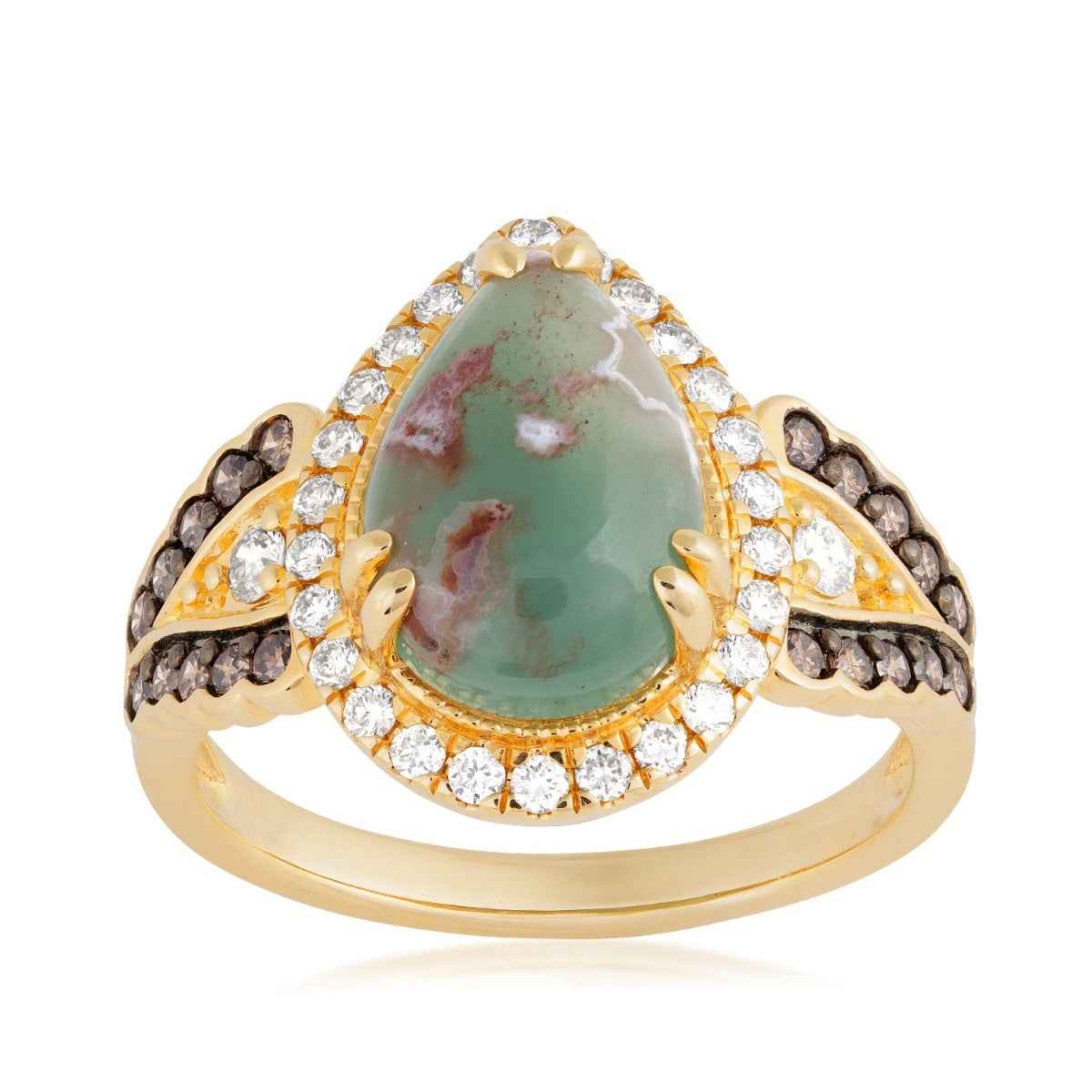 Le Vian Pear Aquaprase & 1/2 ct. tw. Nude & Chocolate Diamond Halo Ring in 14K Honey Gold