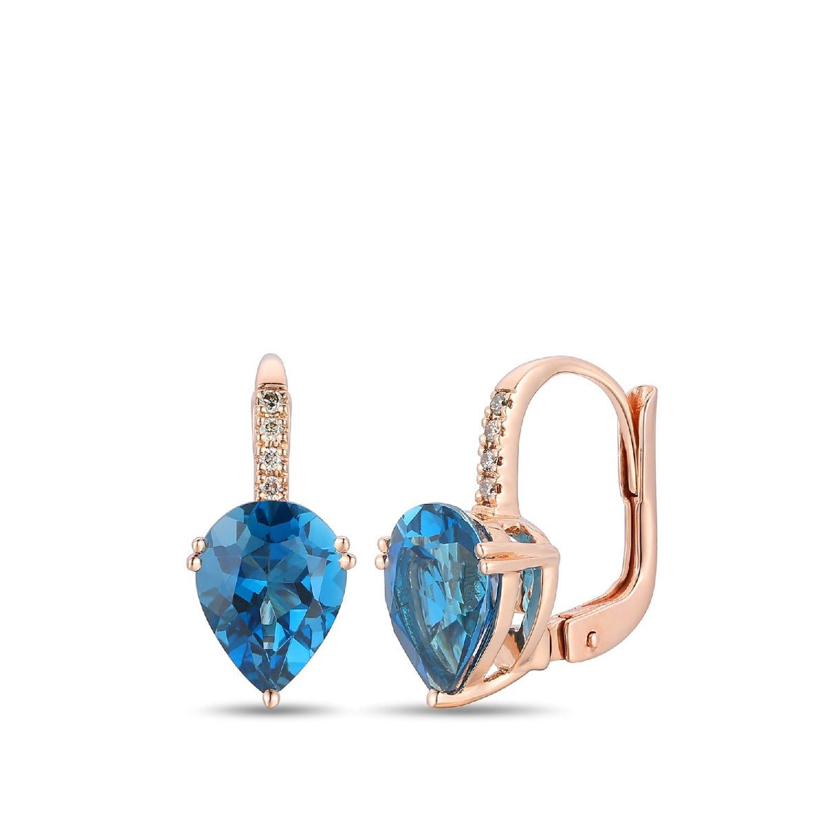 Le Vian Pear London Blue Topaz & 1/4 ct. tw. Nude Diamond Dangle Earrings in 14K Strawberry Gold