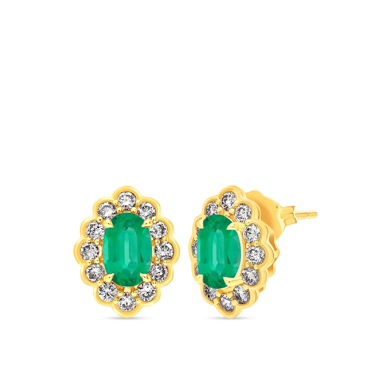 Le Vian Oval Emerald & 3/8 ct. tw. Nude Diamond Halo Earrings in 14K Honey Gold