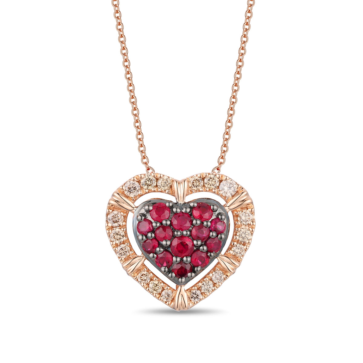 Le Vian Passion Ruby & 1/3 ct. tw. Nude Diamond Heart Pendant in 14K Strawberry Gold