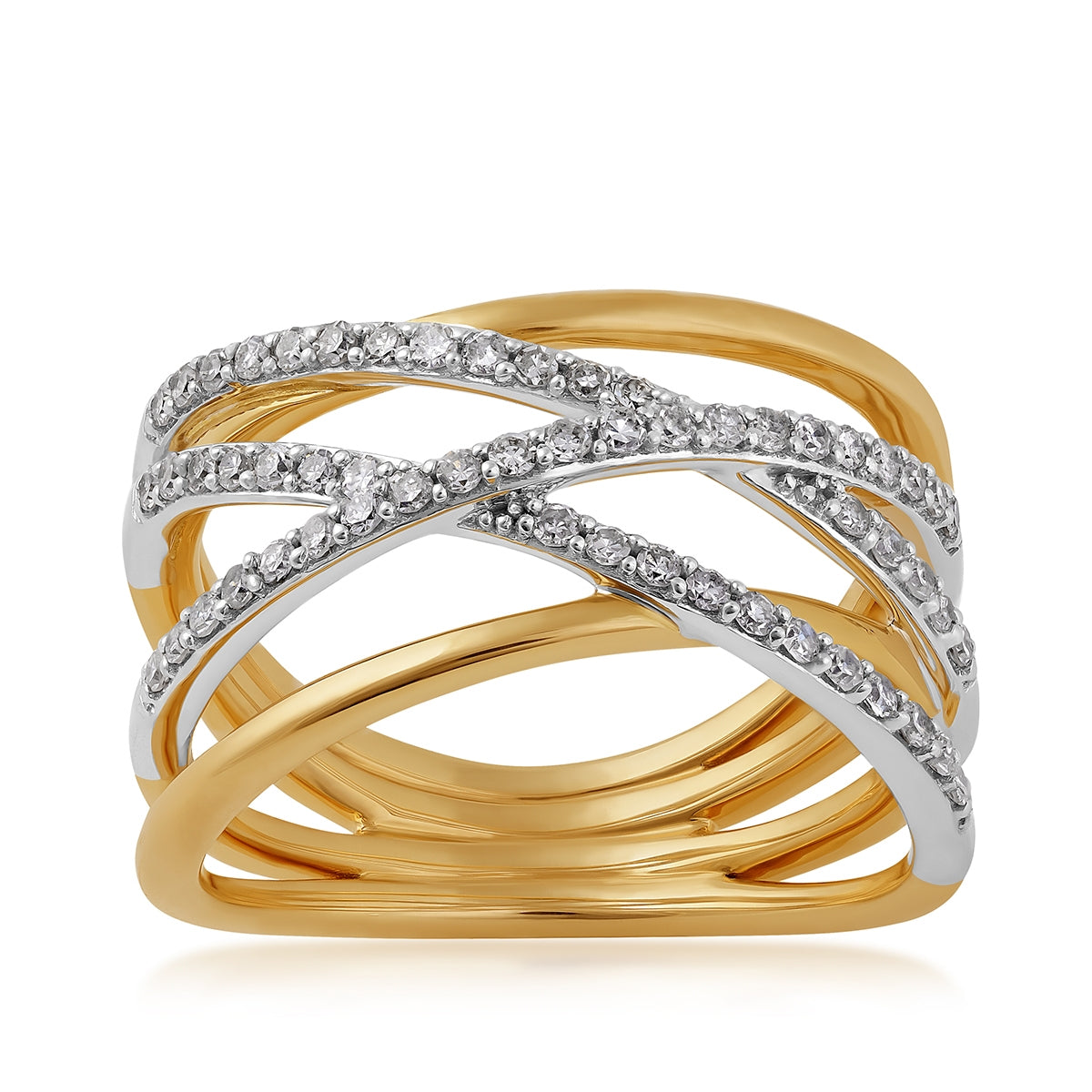 Demi Fine 3/8 ct. tw. Diamond Crossover Ring in 10K Yellow & White Gold