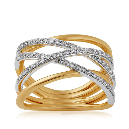 Demi Fine 3/8 ct. tw. Diamond Crossover Ring in 10K Yellow & White Gold